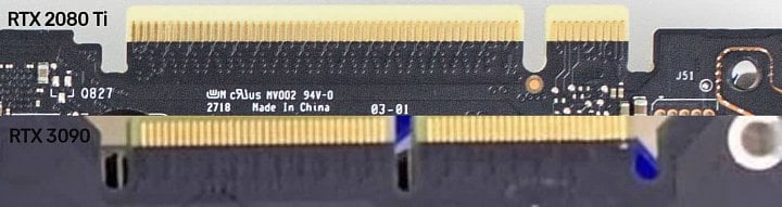 Porovnání konektoru NVLink na této kartě a RTX 2080 Ti Zdroj VideoCardz