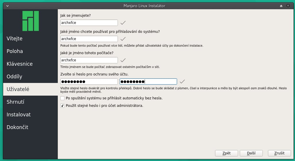 Manjaro: instalátor Calamares