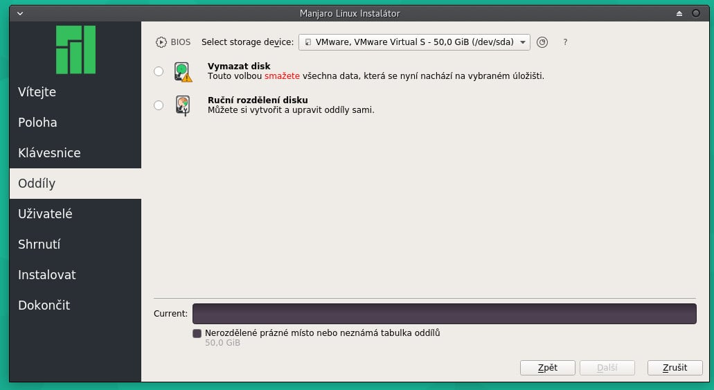 Manjaro: instalátor Calamares
