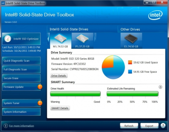Intel SSD Toolbox je určen především pro disky tohoto výrobce