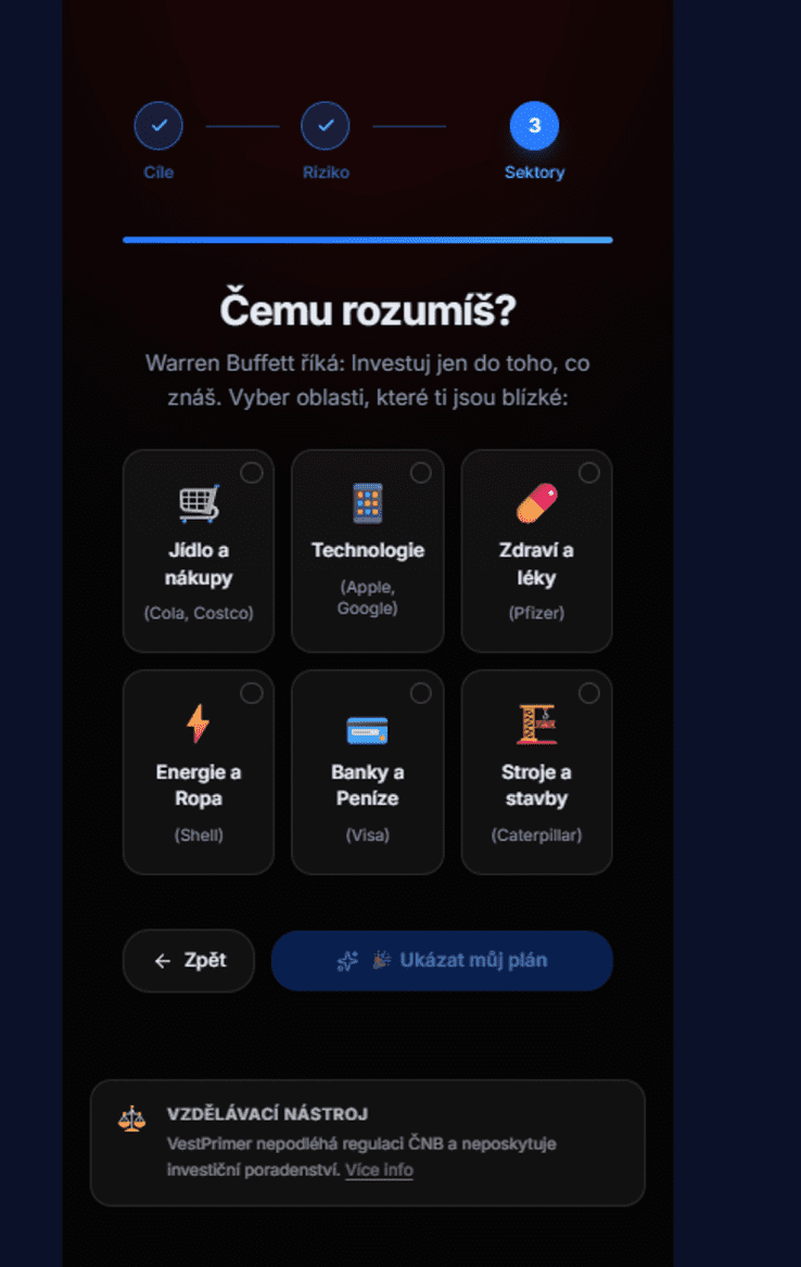 Investiční simulátor VestPrimer