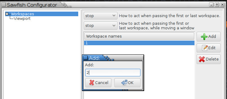 Pokročilá nastavení správce oken Sawfish