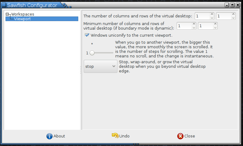Pokročilá nastavení správce oken Sawfish