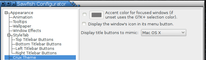 Pokročilá nastavení správce oken Sawfish