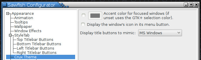 Pokročilá nastavení správce oken Sawfish
