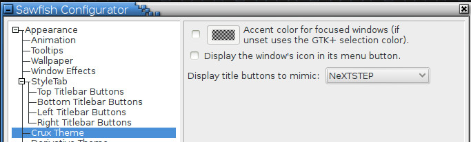 Pokročilá nastavení správce oken Sawfish