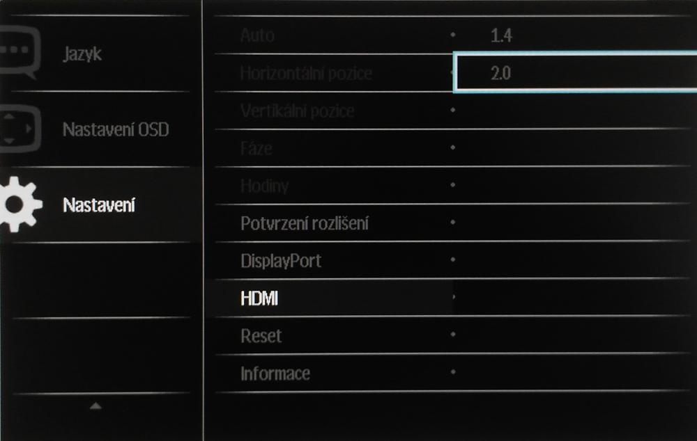 Philips BDM3275UP - Menu nastavení
