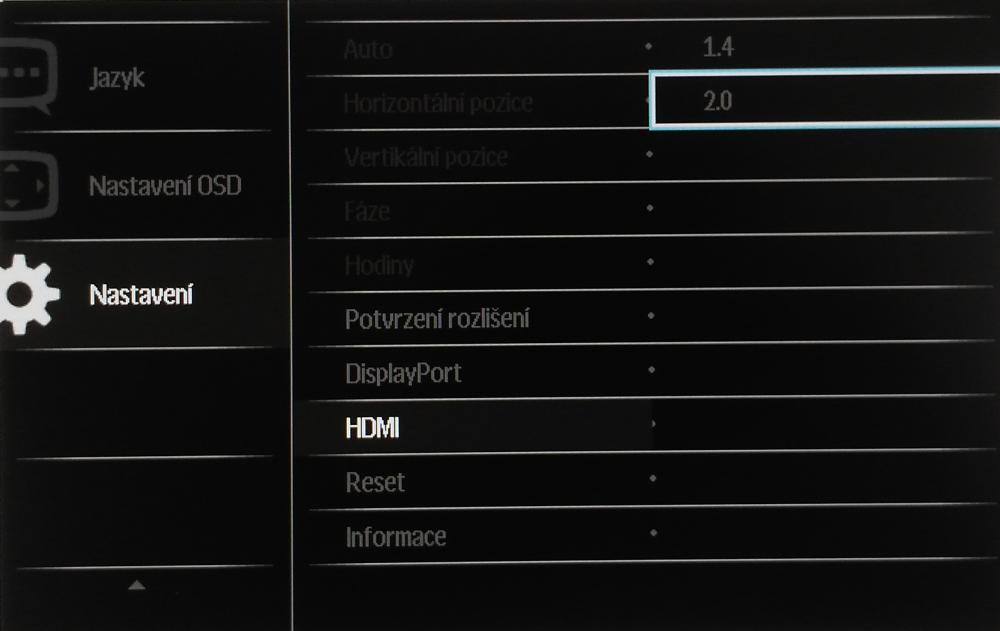 Philips BDM3275UP - Menu nastavení