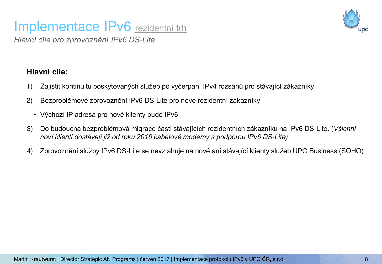 Seminář IPv6 2017: UPC a IPv6