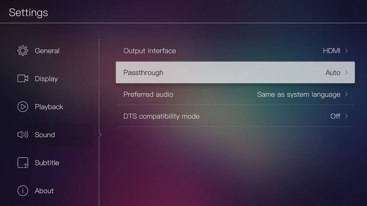 Egreat A10 - Menu nastavení – nastavení audia