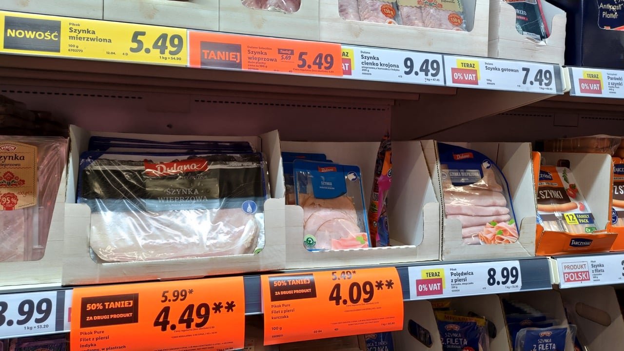 Ceny v Lidlu, Cieszyn (PL), 30. 3. 2023.