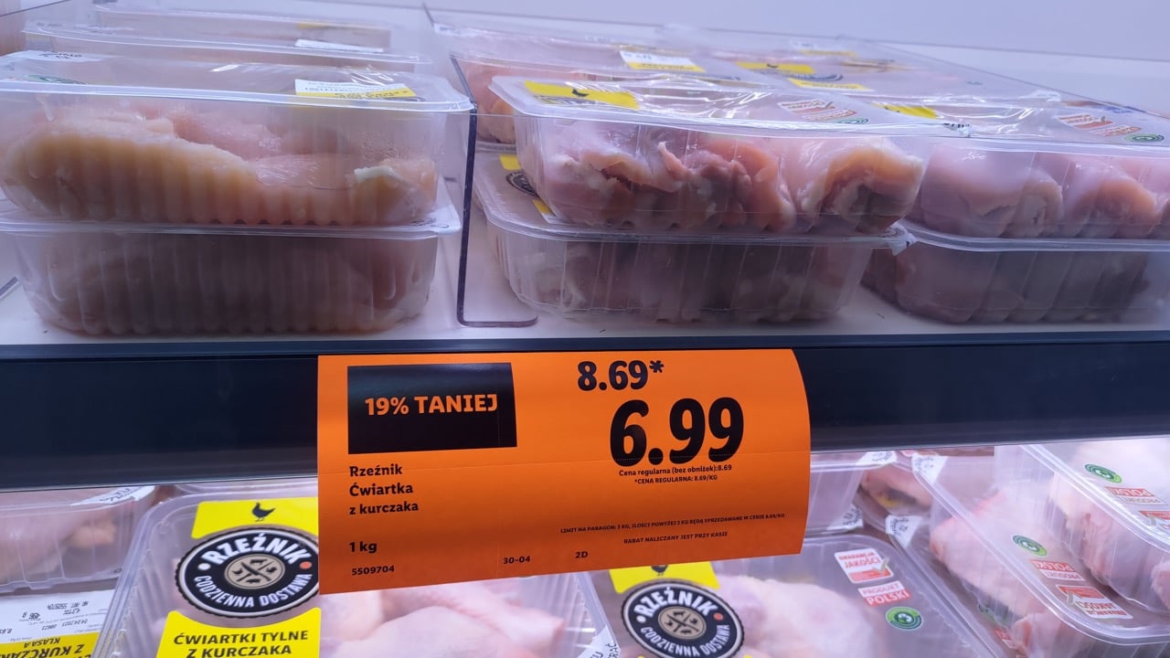 Ceny v Lidlu, Cieszyn (PL), 30. 3. 2023.