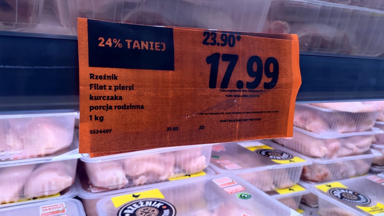 Ceny v Lidlu, Cieszyn (PL), 30. 3. 2023.