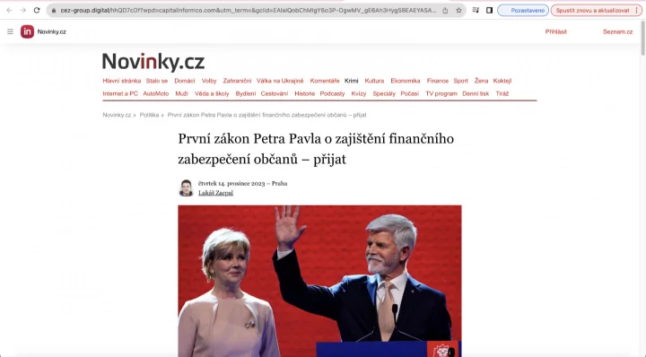 Autor: screenshot Lupa.cz Po kliknutí na podvodnou reklamu se dostanete na web, který předstírá, že se jedná o portál Novinky.cz