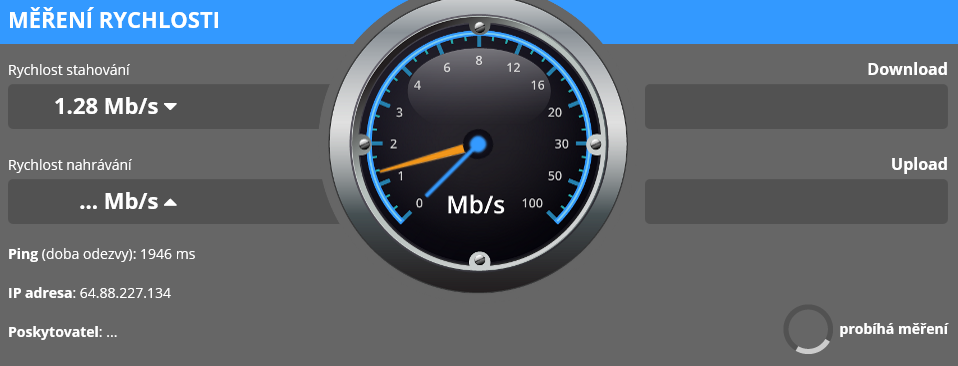 Download obstojný, upload v podstatě nefunguje, nebo jenom výjimečně. Spojení je navíc často nestabilní, fungovat se ale dá.