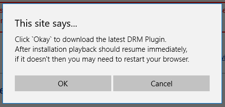 Pro přehrání multimediálního obsahu je třeba stáhnout DRM plug-in.