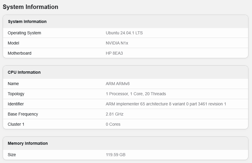 Nvidia N1x v databázi Geekbench