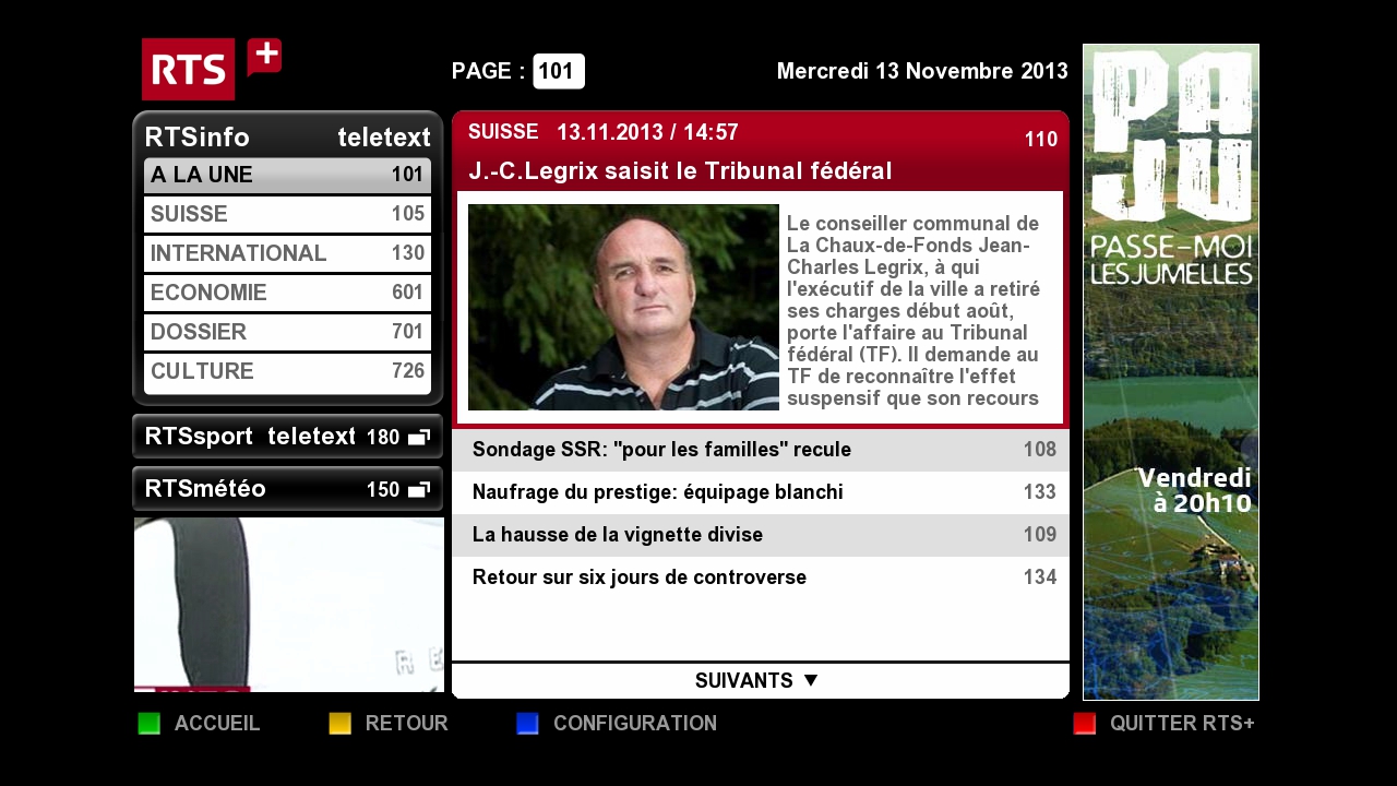 Hybridní vysílání veřejnoprávní televize RTS ze Švýcarska