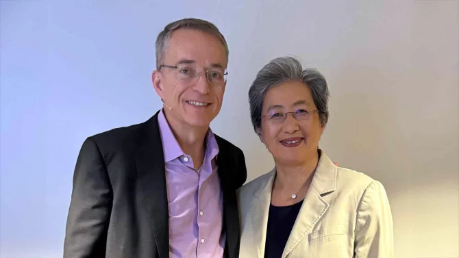 Lisa Su (AMD) a Pat Gelsinger (Intel) v říjnu 2024