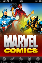 <p>Úvodní obrazovka Marvel Comics</p>