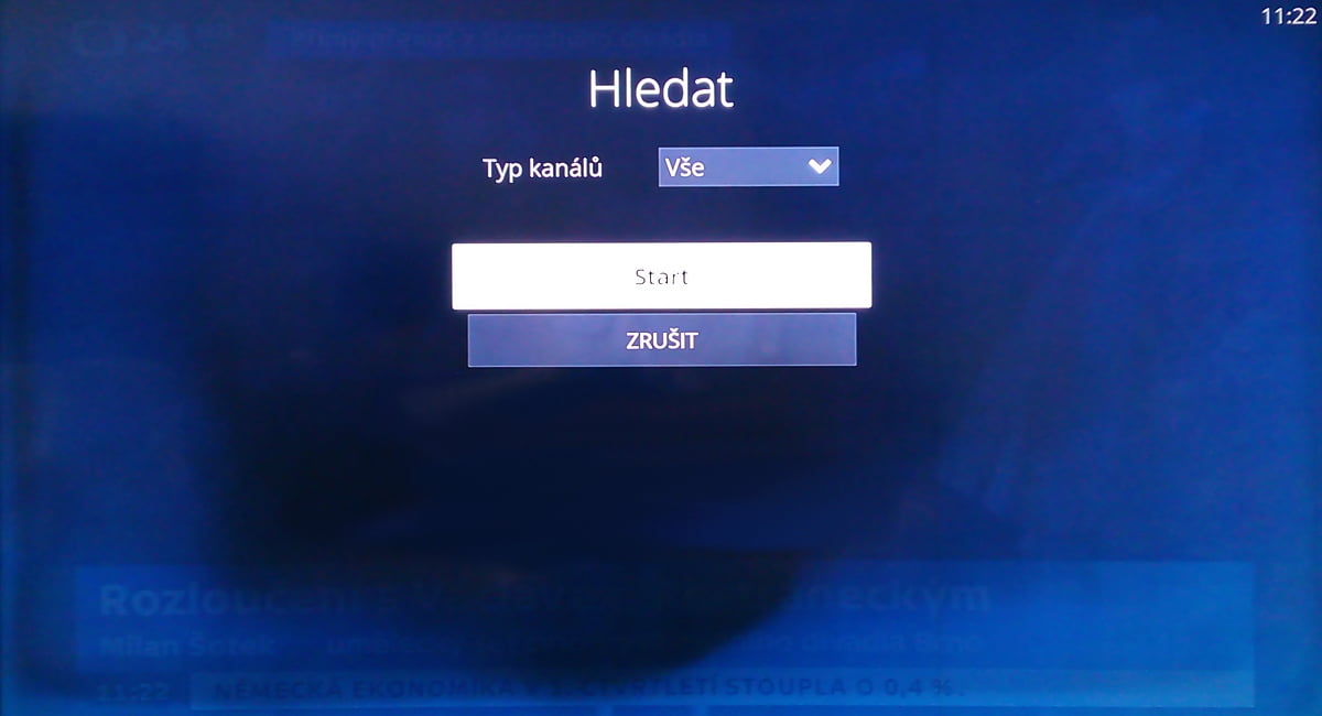 Průběh ladění DVB-T na O2 TV
