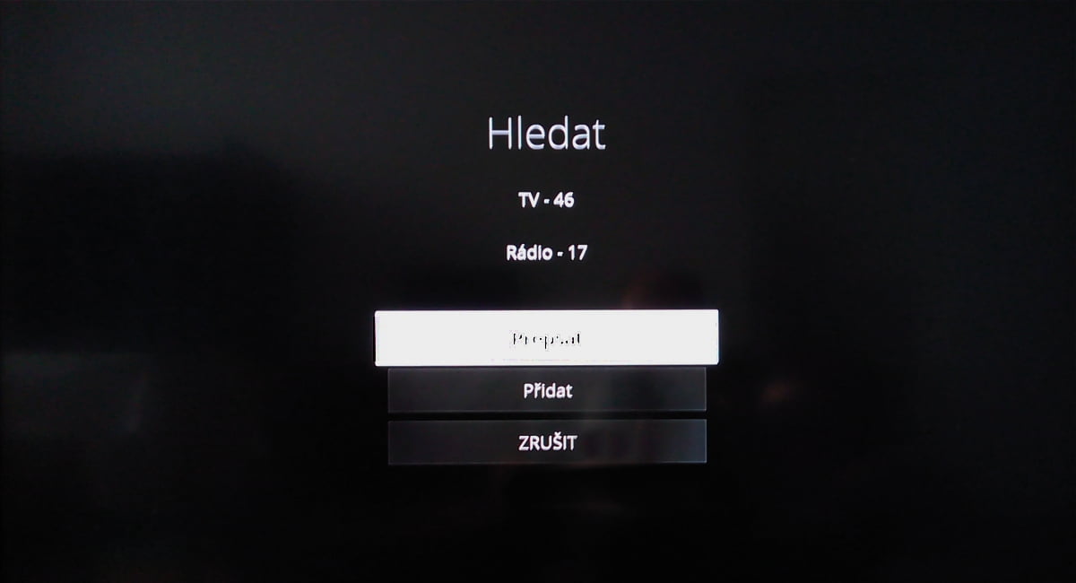 Průběh ladění DVB-T na O2 TV