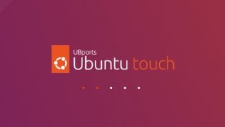 Bootovací obrazovka mobilního systému Ubuntu Touch