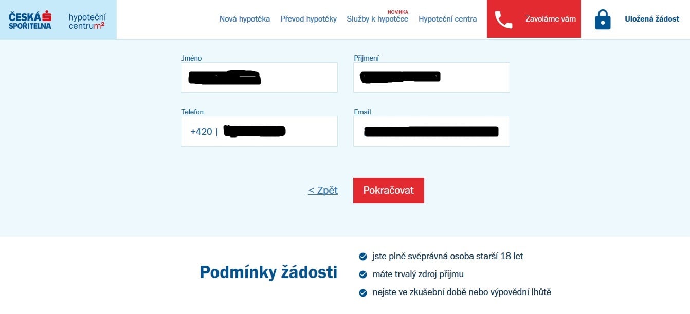 online sjednání hypotéky u čs