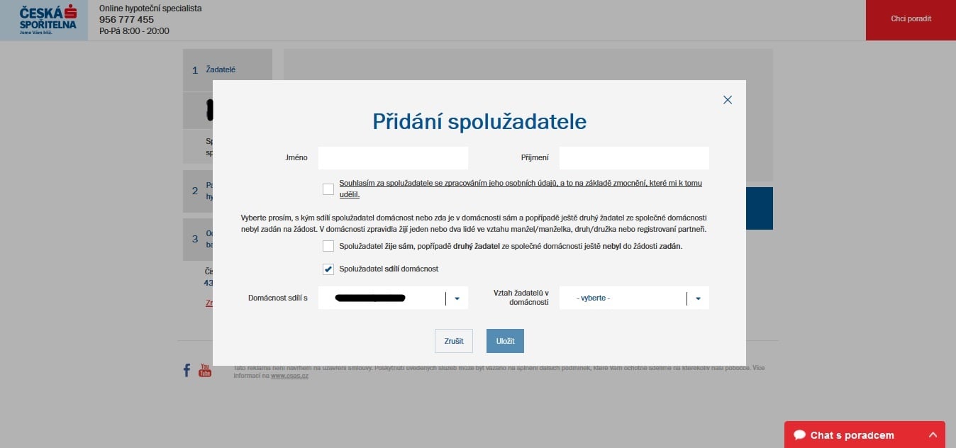 Máte-li spolužadatele, čeká vás stejný formulář i za jeho osobu