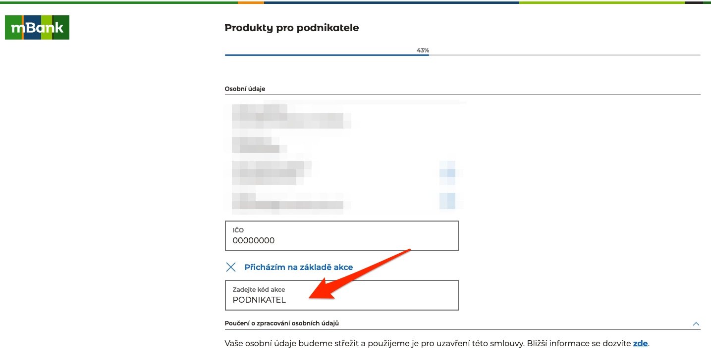 Pro získání bonusu je nutné do pole zadat slovo "PODNIKATEL". (4. 11. 2024)