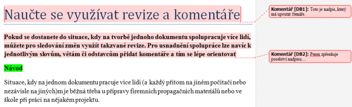 Revize a komentáře v MS Office