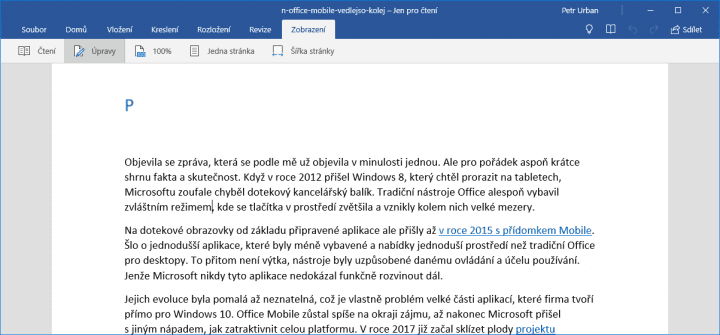 Skoro stejné prostředí, které předvádí Office Mobile, získají aplikace Office Online