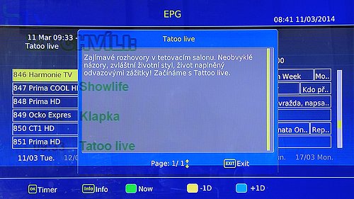 Ukázka z EPG televize Harmonie v Regionální síti 4