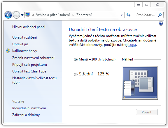 <p>Text lze zvětšit jednorázově a v celém systému</p>