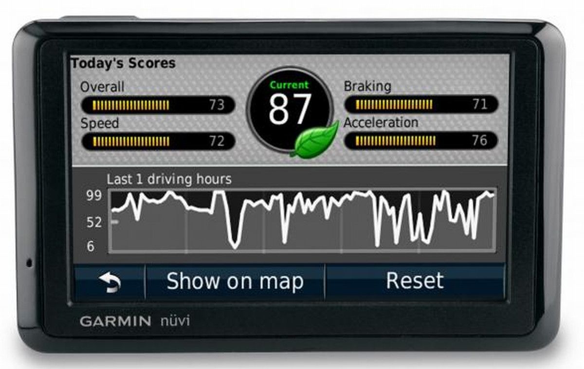 Garmin nuvi 1390T (výuka úsporné jízdy)