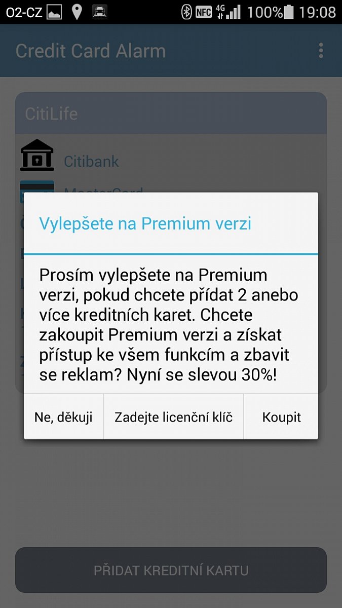 Za dvě a více kreditek musíte jednorázově zaplatit.