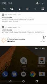 Zobrazení push notifikací.