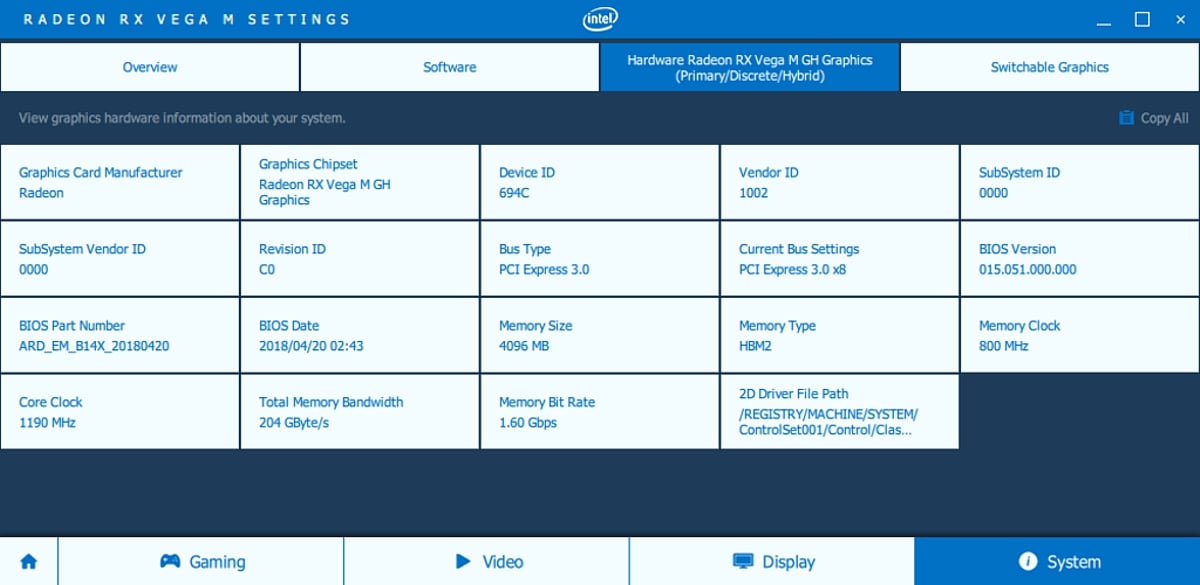 Systémové informace – Kaby G7