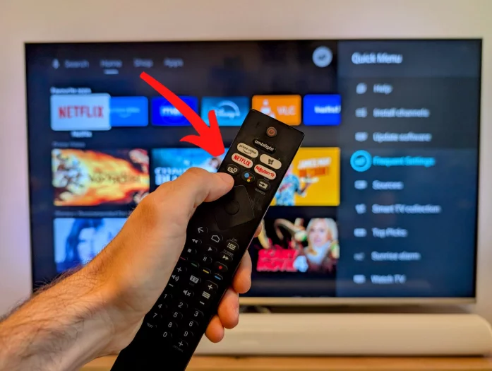 Tlačítko pro rychlé menu najdete pod tlačítkem Netflix