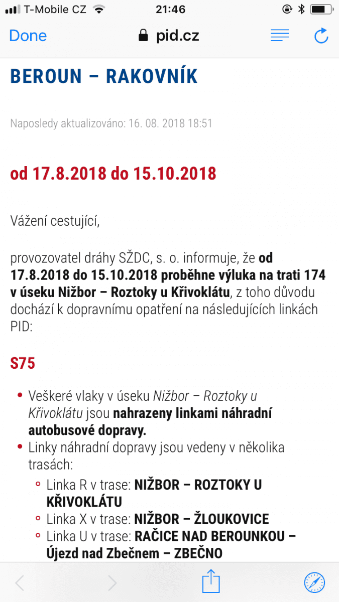 Mobilní aplikace PID Lítačka