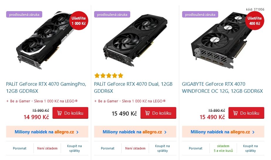 Zlevněné GeForce RTX 4070 v eshopu
