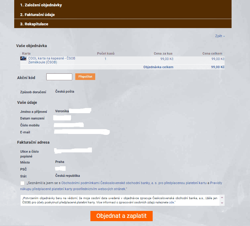 Objednávka Cool karty na internetu.