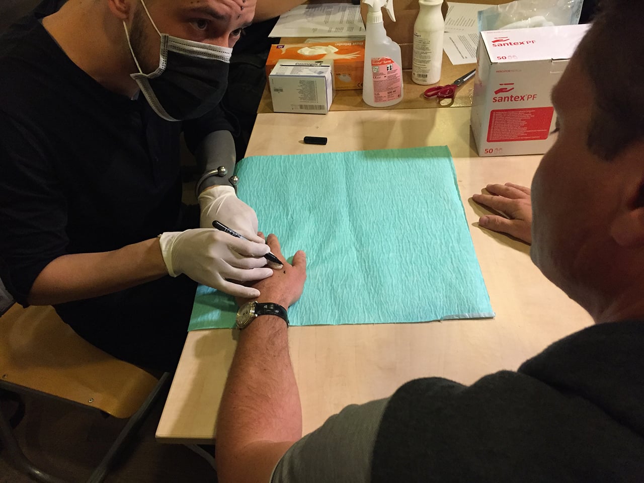 Kreslení přibližné lokality vpichu.