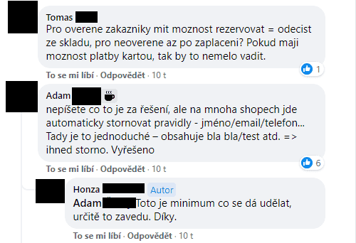 E-shopaři si na Facebooku radí, jak na falešné objednávky