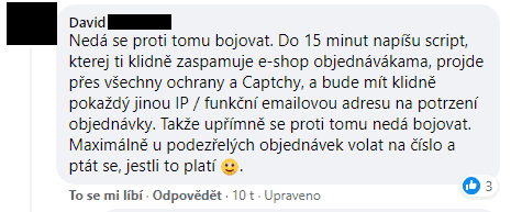 E-shopaři si na Facebooku radí, jak na falešné objednávky