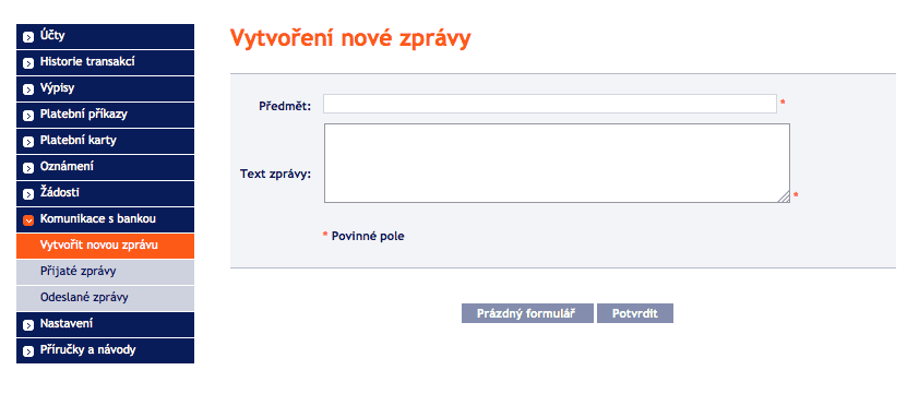 Internetové bankovnictví PPF banky.