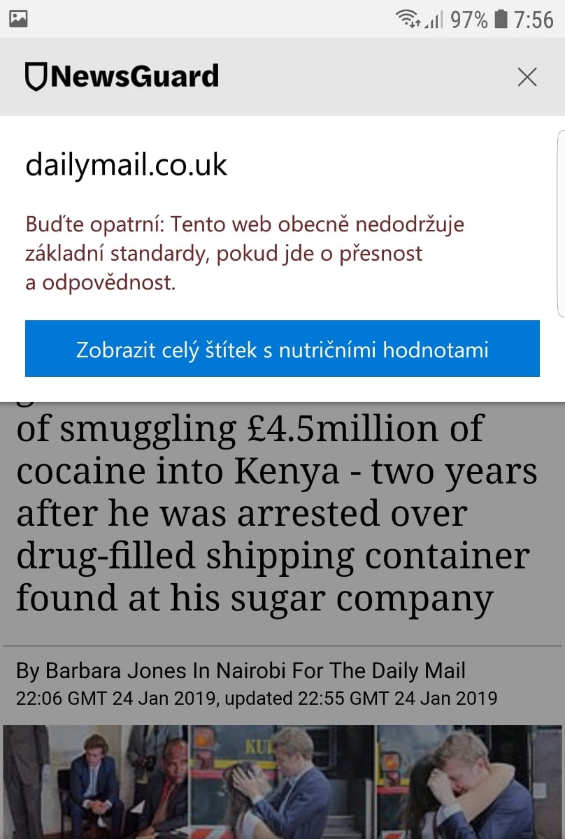 Microsoft Edge a hlídání důvěryhodnosti médií NewsGuard