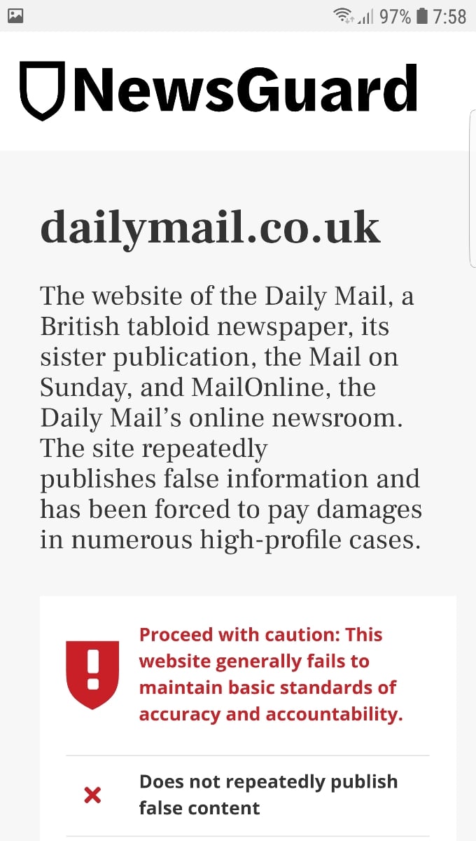 Microsoft Edge a hlídání důvěryhodnosti médií NewsGuard