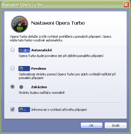 <p>Nastavení funkce Turbo pro rychlejší načítání webových stránek.</p>
