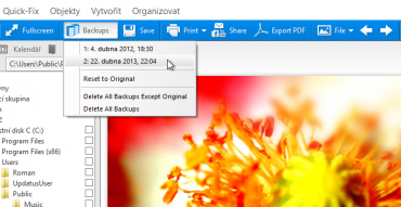 Změněné fotky lze obnovit do kterékoliv verze z minulosti díky automatickému zálohování